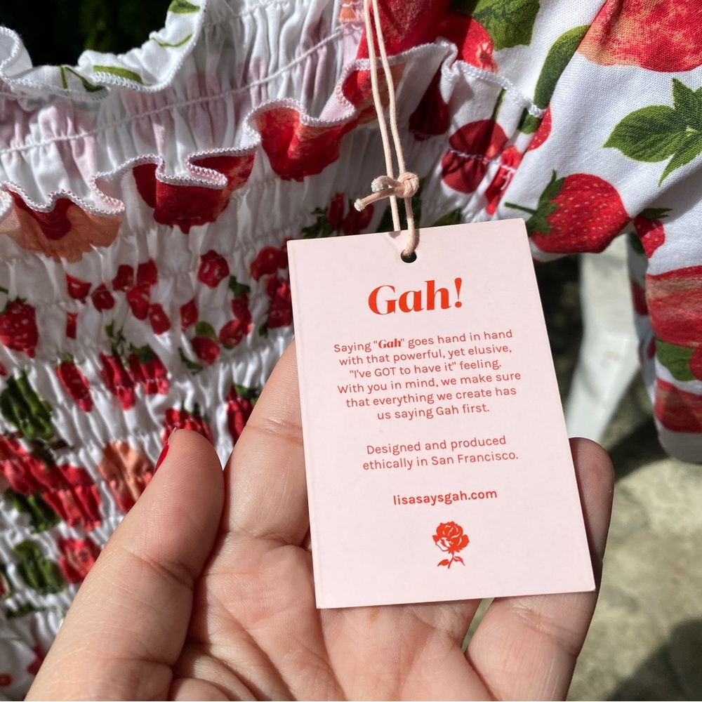 *SOLD* RARE NWT “Lisa Says Gah” Toni Fruit Print Smocked Bust Dress - Picture 10 of 16